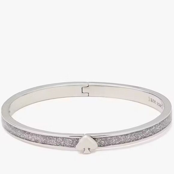 kate spade Jewelry - Kate Spade Everyday Spade Glitter Enamel Silvertone Hinge Bracelet